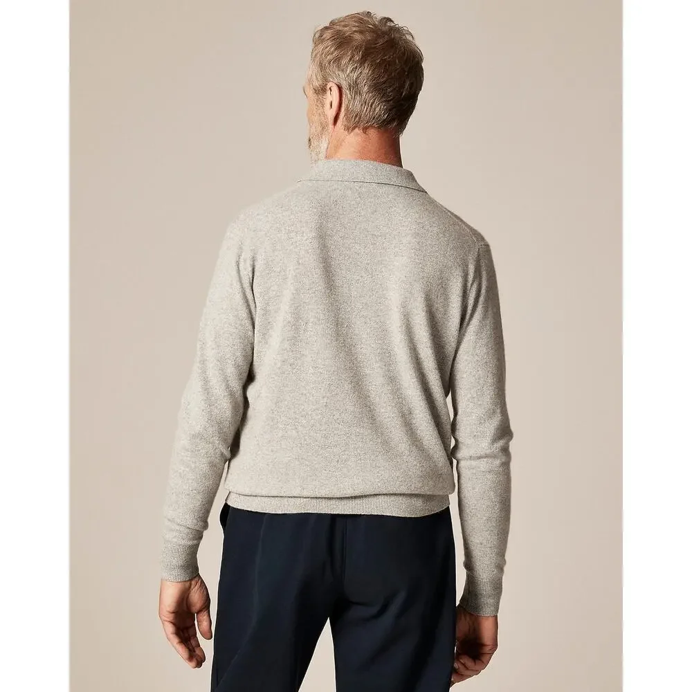 J. Crew Men's Cashmere Collared Sweater-Polo Heather Gray Size XL NWOT